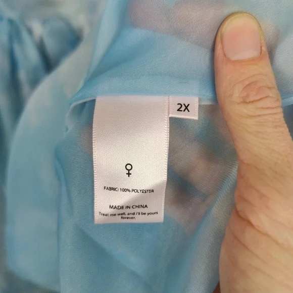 Selkie The Puff Dress Womens Plus Size 2X Clouds Blue White Organza Mini Girly - Picture 9 of 11